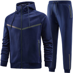 Chándal de marca con estampado deportivo para hombre, colores cálidos, conjunto holgado de dos piezas, Sudadera con capucha y pantalones, chándal para correr - Product Image 1