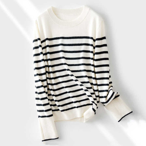 Casual invierno moda manga larga cuello redondo Mujer ligero alta calidad transpirable 100% algodón frente High Street estilo suéter - Product Image 3