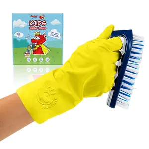 [Box Included] 2 Pairs In 1 Box Little More Kids Rubber Gloves Painting Dishwashing Art Crafting Waterproof Kids Gloves Reusable