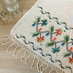 Camino de mesa hecho a mano cómoda bufanda Rectangular Casa de Campo caminos de mesa para decoración del hogar fiesta de vacaciones OEM hecho en Vie - Product Image 1