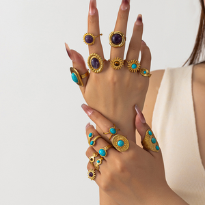 Bague Turquoise Ouverte H2 Jewelry D0002, Style <span class=keywords><strong>Bohème</strong></span> Étanche, Cadeau Unisexe, Occasions Disponibles en 30 Modèles - Product Image 1