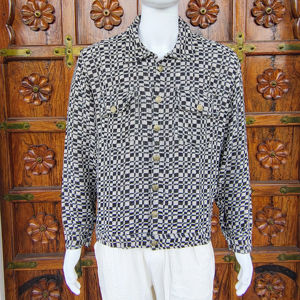 เสื้อแจ็คเก็ตบอมเบอร์สไตล์โบฮีเมียนสำหรับผู้ชาย ผ้าทอคุณภาพพรีเมียม 100% ผ้าฝ้าย สวมใส่สบาย ติดกระดุมเม็ดเดียว ลายพิมพ์เรขาคณิต - Product Image 1