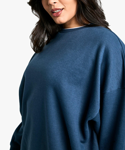 Sweat-shirt pour femme en tricot imprimé long et chaud, à la coupe ample, avec une structure en mélange de coton et de polaire respirant, coupe décontractée - Product Image 3