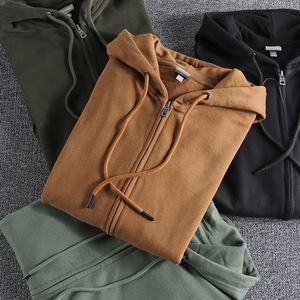 Autumn Men's Hooded Sweatshirt <b>Cardigan</b> 100% Cotton Basic Solid Color Sports Running Fitness Outfits Youth Male <b>Coat</b> All Matched - Product Image 5
