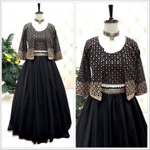 Présentation de nouveaux Designers de vêtements de fête, veste avec Blouse Lehenga, tissu Georgette, broderie, travail, manches longues - Product Image 6