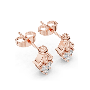 ต่างหูเพชรทรงหัวใจ 0.18 กะรัต สำหรับผู้หญิง ความใส VVS-VS EF ทอง 18KT, 14KT, 10KT และเงิน 925 สีโรสโกลด์ สีเหลือง - Product Image 5