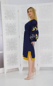 Vestido de diseñador bohemio de verano ucraniano bordado de talla grande de manga larga con abertura lateral tejido de cintura Natural cuello redondo sostenible - Product Image 3