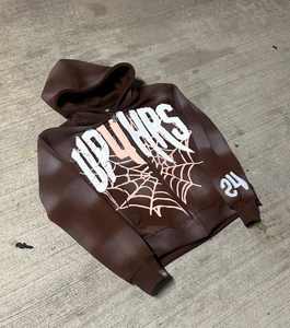 Sudadera con capucha de araña con cremallera para mujer de alta calidad, sudaderas con capucha de gran tamaño Unisex personalizadas con estampado de hojaldre lavado con ácido Vintage para hombre - Product Image 2