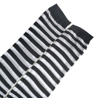Youlaiwin — chaussettes en Nylon pour femmes, chaussons personnalisés, pour fête, Cosplay, carnaval, rayures noires et blanches, à hauteur des cuisses