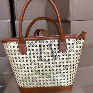 Newest Design Handwicker Rattan Leather <b>Bag</b> for Women Tote <b>Bag</b> Wholesales Nice Price From Vietnam - Product Image 5