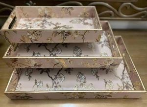 <b>Promotion</b> Gifts Wholesale Customized Coffee Tea <b>Table</b> Serving Platter Gold Color Wood Bamboo Tray Large Serving Tray with Handle - Product Image 4