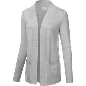 Vêtement pour femmes décontracté en gros, fabriqué sur mesure, automne-hiver, manches longues, col en V, devant ouvert, poches, nouvelle arrivée, coton/nylon plaqué - Product Image 5