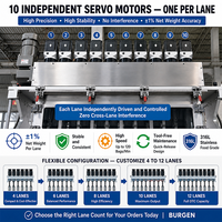 Machine d'emballage automatique multi-voies pour poudre, marque DTC, 4 à 12 voies, film imprimé personnalisé, double scellage, étanche, support complet