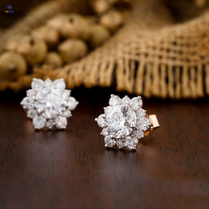 2.09 TDW rond brillant coupe étoile éclatement diamant goujon 18k or Rose labgrown diamant Hpht/Cvd diamant bijoux - Product Image 5