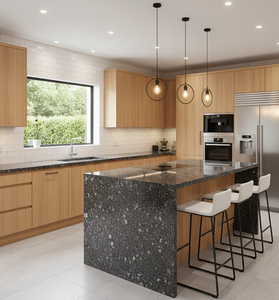 Granite de haute qualité, poli, moderne, gris acier, grande dalle, pour salle à manger et villa, pierre naturelle disponible au prix - Product Image 4