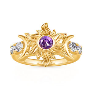 Jeulia <b>Gold</b> Plated Bezel <b>Set</b> Sun and Moon Vintage <b>Ring</b> - Product Image 2