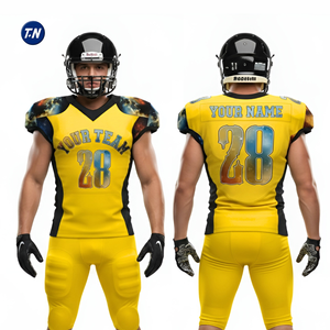 Maillot de football américain pour homme, 100% polyester, imprimé, respirant, grande taille, séchage rapide, et short 3D, nom d'équipe personnalisé, OEM ODM - Product Image 3