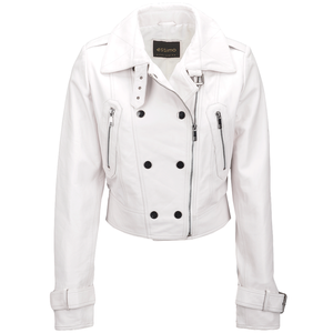 Chaquetas de cuero personalizadas de tendencia superior para mujer, diseño de cuello vuelto sólido, mangas completas, forro de satén transpirable - Product Image 1