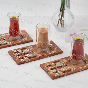Posavasos de madera elegante con madre perla grabado té y café servir esteras al por mayor para decoración del hogar - Product Image 3