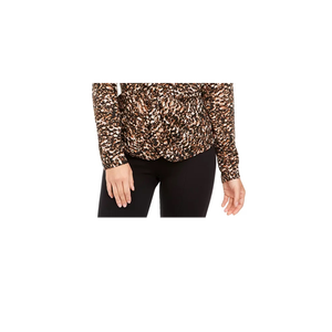 Camicetta Formale Casual da Donna Alfani con Stampa Leopardata e Motivo a Torsione Frontale, Nera, Taglia S-XL, Realizzata in Tessuto Popeline di Seta - Product Image 3