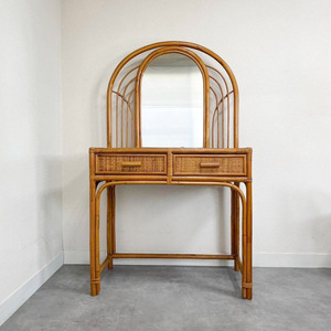 Ensemble luxueux de coiffeuse et de chaises en rotin naturel au meilleur prix tables de toilette écologiques - Product Image 4