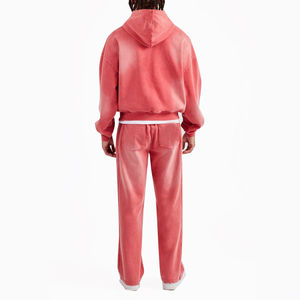 Conjunto Deportivo de 2 Piezas para Hombre, Estilo Urbano, Invierno, Color Sólido, Lavado Ácido, 100% Algodón, Sudadera con Capucha y Pantalones Joggers, OEM - Product Image 3