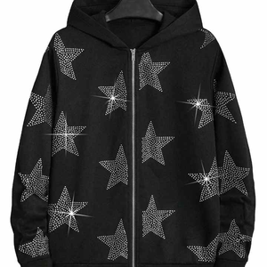Fabulous Oversized <b>Pullover</b> Hoodie for <b>Men</b> and Women Fall Trend with Rhinestone and Letters Print Winter Logo Customization - Product Image 6