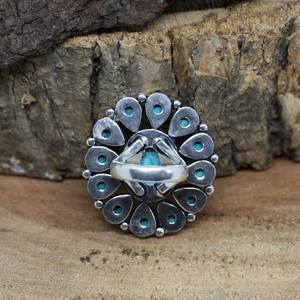 Natural Oval Turquoise Ring Handmade 925 Sterling <b>Silver</b> Statement Jewelry Chakra Luxury Ring Wholesale Supplier - Product Image 4