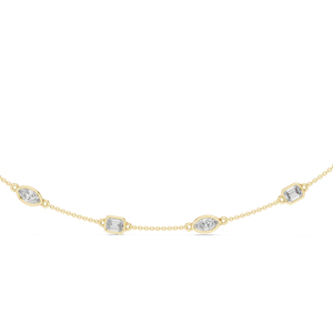 Collier Anniversaire en Or Jaune 14 carats avec Émeraude et Diamant de Laboratoire Marquise, Nouveau Diamant de Laboratoire, Luxe Certifié, Élégant pour Mariage - Product Image 1