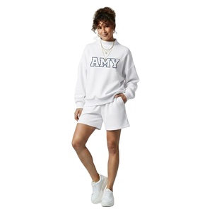 Conjunto de 2 piezas para mujer, invierno 2026: Top tipo túnica de manga larga con cuello simulado y hombros caídos, y shorts por encima de la rodilla. - Product Image 1