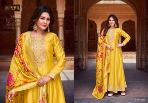 Nouveau 2024 dernière tenue de créateur à feuilles persistantes vente chaude soie lourde Vichitra Salwar Suit & Dupatta avec travail de séquence à vendre - Product Image 4