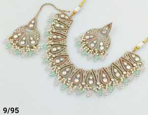 Most Trendy Jewellery For Indian Wedding Function CZ Stone Studded With <b>Pearl</b> Work Necklace Set <b>Earrings</b> & Mangtika Set - Product Image 2