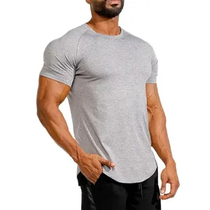 95% algodón 5% Elastano personalizado logotipo privado fitness gimnasio ropa deportiva liso en blanco hombres camiseta OEM ODM servicio personalizado