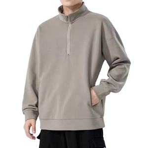 เสื้อฮู้ดดี้ปักโลโก้แบบยูนิเซ็กซ์ สวมใส่สบายทรงโอเวอร์ไซส์ ผ้าฝ้าย 100% ซิปครึ่งตัว เสื้อกันหนาวสำหรับเล่นกีฬาและวิ่งออกกำลังกาย - Product Image 5