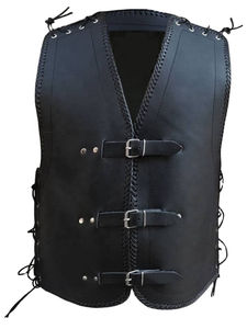 Chaleco de Cuero Vacuno Genuino para Hombre, Nuevo Modelo 2025, Grueso, con Múltiples Bolsillos, Chaleco de Motociclista sin Mangas, Chaqueta de Motociclista, Diseño Personalizado OEM/ODM - Product Image 2