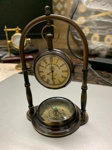 นาฬิกาลายทะเลทองเหลืองแบบโบราณเข็มทิศจับเวลาพิมพ์ดิจิตอลงานฝีมือโลหะขัดเงาสำหรับคนรักวินเทจนักสะสมทางทะเล - Product Image 6