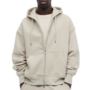 Vente en gros de sweats à capuche personnalisés avec fermeture éclair en coton pour hommes, sweats à capuche oversize avec épaules tombantes streetwear, sweats à capuche fonctionnels à double fermeture éclair pour hommes - Product Image 1