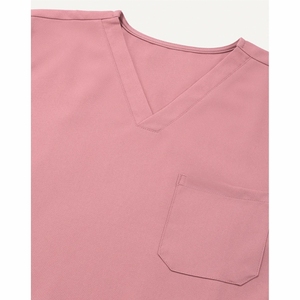 Scrubs uniformes ensembles col montant manches courtes personnel vêtements de travail confortable respirant tissu doux extensible gommage - Product Image 5