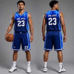 Uniforme de Baloncesto Personalizado Blue Lightning, Conjunto de Camiseta y Pantalones Cortos para Hombre, Transpirable, de Secado Rápido, Ropa Deportiva de Equipo, OEM, ODM, Venta al Por Mayor - Product Image 1