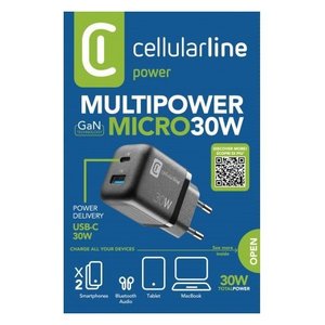 Chargeur USB Type-C, USB Type-A MULTIPOWER MICRO 30W GaN Power Delivery Noir ACHUSBGAN2PD30WK - Product Image 2