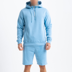 Custom Men's Zipper Hoodie Shorts <b>Set</b> Streetwear Jogger Hoodies Shorts Long Sleeve Two Piece Tracksuits OEM Breathable Sweatsuit - Product Image 1