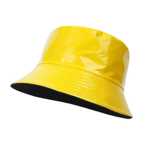 Chapeaux seau en cuir PU Chapeau seau en cuir métallisé doré à la mode Prix de gros Chapeaux seau fabriqués au Pakistan - Product Image 4