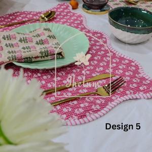 แผ่นรองจานผ้าควิลท์พิมพ์ลายแฮนด์บล็อก | แผ่นใย200 GSM | ซักได้พร้อมท่อขอบ | ผ้าปูโต๊ะขายส่งจำนวนมาก - Product Image 2