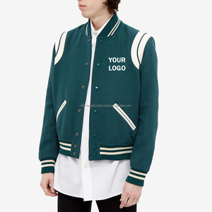 รับทำโลโก้ตามสั่ง แจ็คเก็ตวาร์ซิตี้ชายคุณภาพสูง แขนหนังผสมขนสัตว์ แจ็คเก็ตเบสบอลแบบสั่งทำ - Product Image 2