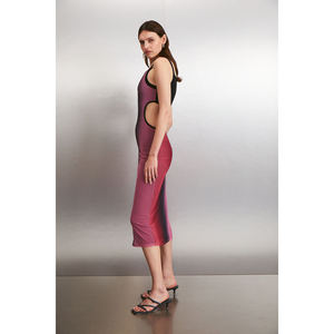 ETHIQUET NUALA Vestido de mujer con estampado degradado, corte bajo lateral y forro de tela de tul - Product Image 3