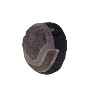 Perruque en cheveux humains à dentelle frontale mono, cheveux chinois vierges Remy, patchs de cheveux, lisses crépus, vague profonde, 1b+gris - Product Image 5