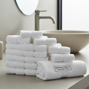 Toalla DE CARA cuadrada de algodón suave doble pilled 50g diseño ligero hipoalergénico altamente absorbente para uso diario en hoteles - Product Image 3