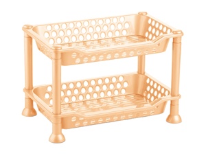 Double Tier Plastic <b>Storage</b> <b>Rack</b> 50x40x30cm Stackable Durable PP Material for Bathroom Neatening Use - Product Image 3