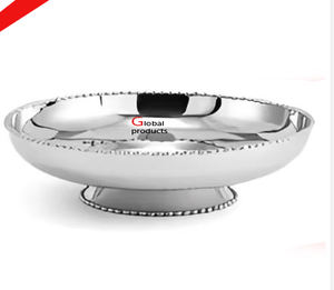 Cuenco para servir de acero inoxidable y metal con acabado plateado de aspecto brillante para restaurante y bar de hotel - Product Image 1