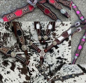 Ensemble d'accessoires en cuir Western Bride élégante usinée à la main et collier de poitrine avec rênes pour les compétitions de rodéo et de spectacle - Product Image 4